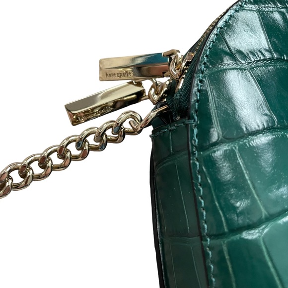 Kate Spade Spencer Croc Embossed Leather Crossbody Dark Green - Picture 7 of 12